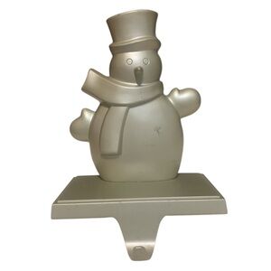 Christmas Silver Metal Snowman Heavy Weight Shelf Stocking Holder Holiday Decor